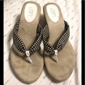 Ann Taylor Loft Checked Thong Sandals